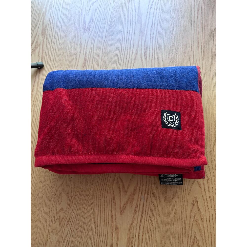 New Chaps Home Large Beach 🏖️ Bath Towel Cotton Burgundy Blue 40”x72”
